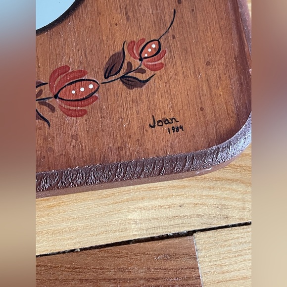 Vintage wooden hand painted mirror. Signed - Picture 2 of 5